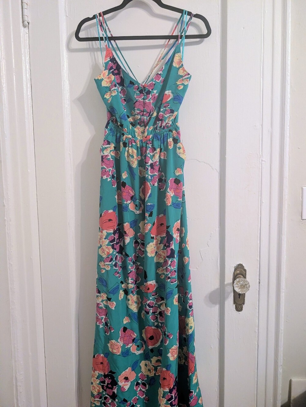 Vibrant Yumi Kim 100 Percent Silk Abstract Print Maxi Dress- Small